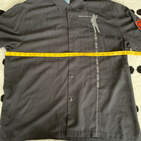 Tommy Bahama Baseball San Francisco Giants Button Up Shirt Mens XL Black Silk - Picture 10 of 11